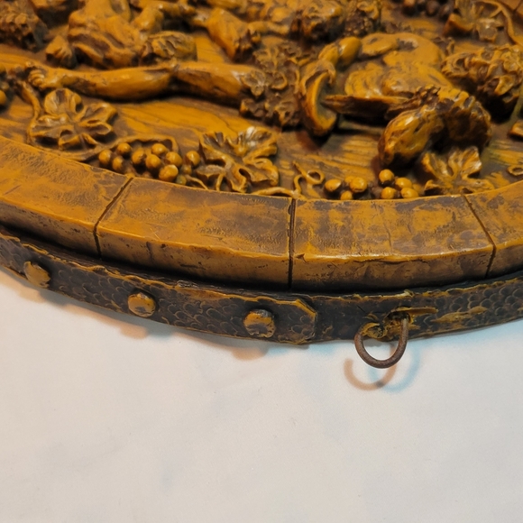 Antique 14 Inch Hand Carved Wax Plaque Man Grapevine Child Beast Child Rare HTF - Picture 7 of 8